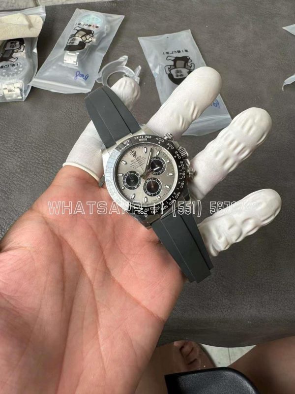 Rolex Daytona 126519LN White Gold Rubber Strap Black Eye Grey Dial Swiss 4130 Clean Factory