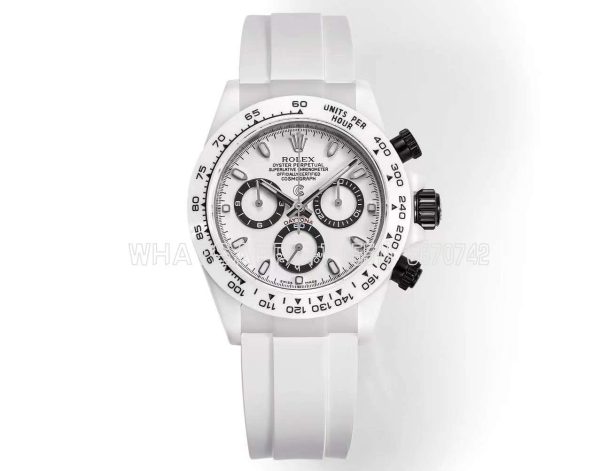 Rolex Daytona AET Remould White Ceramic White Dial White Rubber Strap 4130