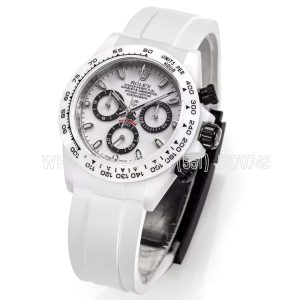Rolex Daytona AET Remould White Ceramic White Dial White Rubber Strap 4130