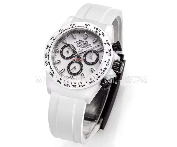 Rolex Daytona AET Remould White Ceramic White Dial White Rubber Strap 4130
