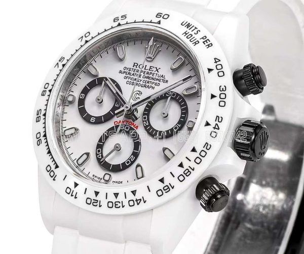 Rolex Daytona AET Remould White Ceramic White Dial White Rubber Strap 4130