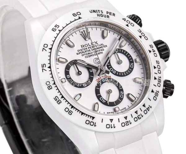 Rolex Daytona AET Remould White Ceramic White Dial White Rubber Strap 4130