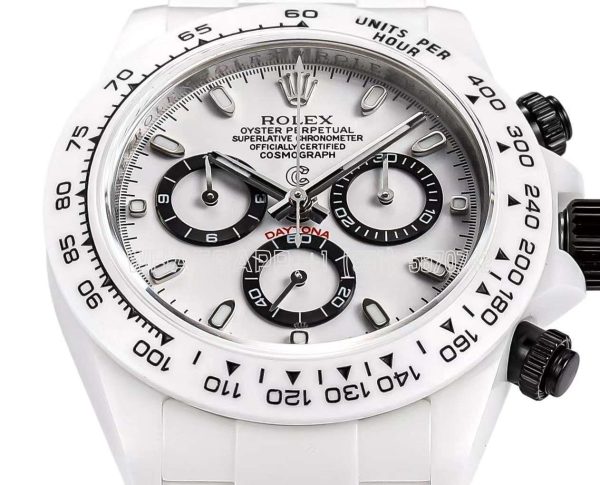 Rolex Daytona AET Remould White Ceramic White Dial White Rubber Strap 4130