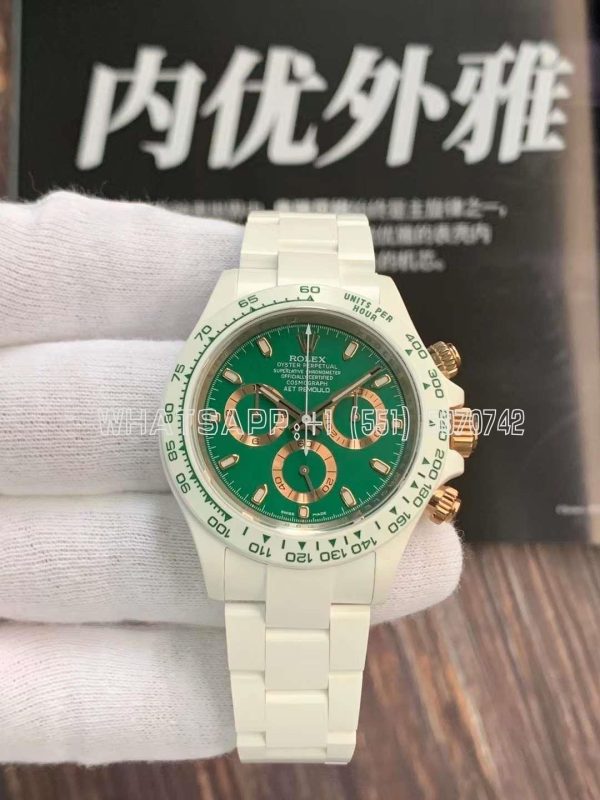 Rolex Daytona AET White Ceramic Case and Bracelet Green Dial Best Edition 4130