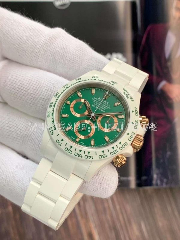 Rolex Daytona AET White Ceramic Case and Bracelet Green Dial Best Edition 4130