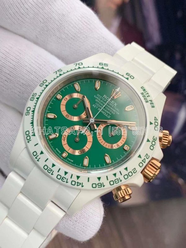 Rolex Daytona AET White Ceramic Case and Bracelet Green Dial Best Edition 4130