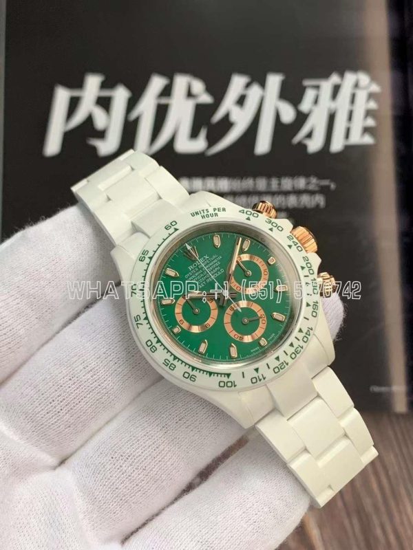 Rolex Daytona AET White Ceramic Case and Bracelet Green Dial Best Edition 4130