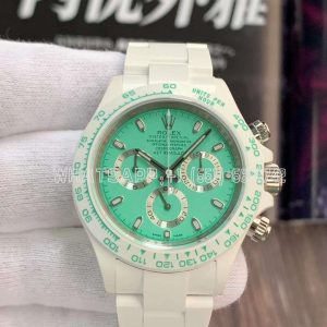 Rolex Daytona AET White Solid Ceramic Case and Bracelet Avocado Tiffany Dial Best Edition 4130