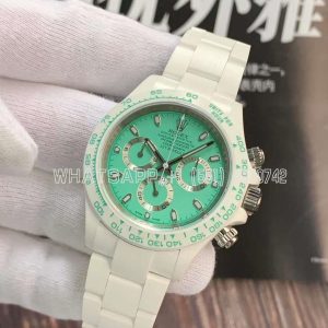 Rolex Daytona AET White Solid Ceramic Case and Bracelet Avocado Tiffany Dial Best Edition 4130