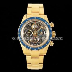 Rolex Daytona Artisans Skeleton Best Edition Blue Ceramic Bezel Skeleton Dial on YG Oyster Bracelet SA4130