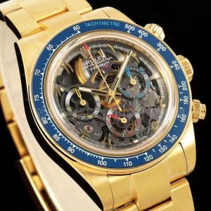 Rolex Daytona Artisans Skeleton Best Edition Blue Ceramic Bezel Skeleton Dial on YG Oyster Bracelet SA4130