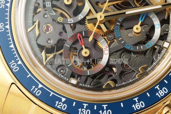Rolex Daytona Artisans Skeleton Best Edition Blue Ceramic Bezel Skeleton Dial on YG Oyster Bracelet SA4130 - Image 5