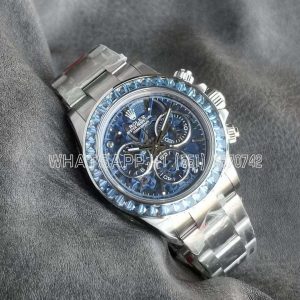 Rolex Daytona Artisans SS Best Edition Blue Skeleton Dial Diamonds Bezel on SS Bracelet DD4802