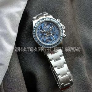 Rolex Daytona Artisans SS Best Edition Blue Skeleton Dial Diamonds Bezel on SS Bracelet DD4802