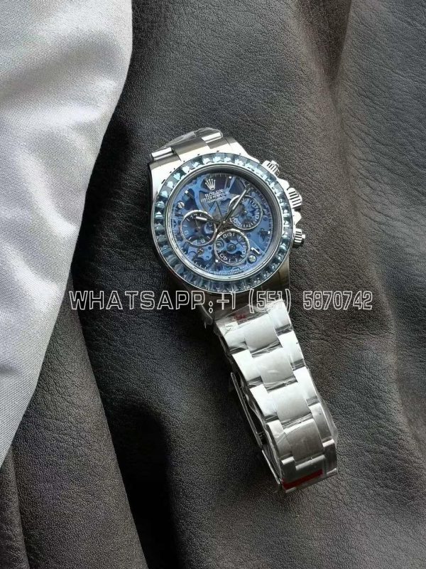 Rolex Daytona Artisans SS Best Edition Blue Skeleton Dial Diamonds Bezel on SS Bracelet DD4802