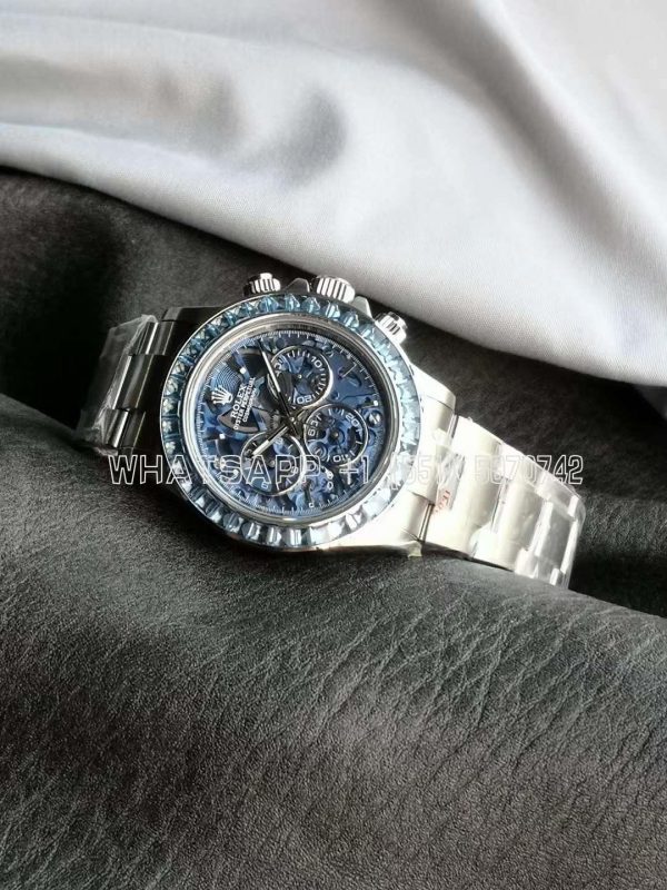 Rolex Daytona Artisans SS Best Edition Blue Skeleton Dial Diamonds Bezel on SS Bracelet DD4802