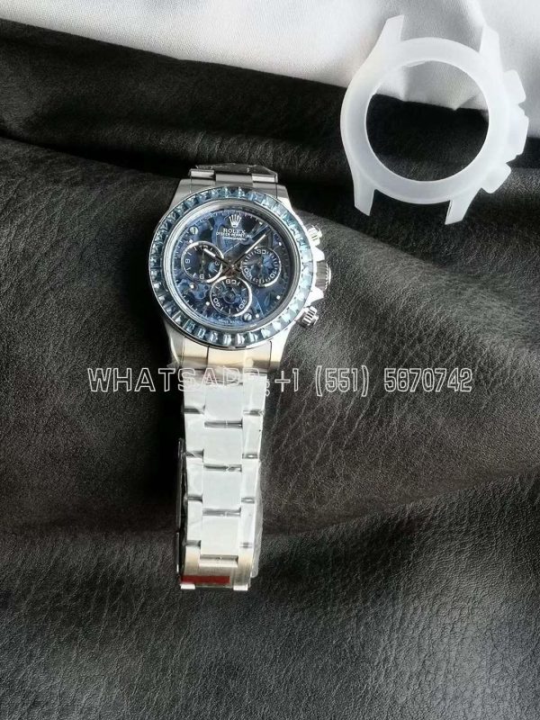 Rolex Daytona Artisans SS Best Edition Blue Skeleton Dial Diamonds Bezel on SS Bracelet DD4802