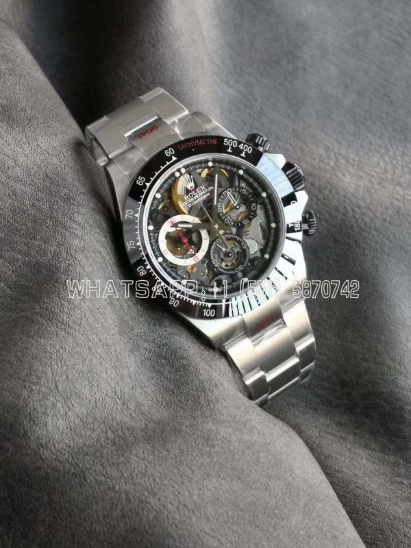 Rolex Daytona Artisans SS Best Edition Skeleton Dial Black Ceramic Bezel on SS Bracelet DD4802