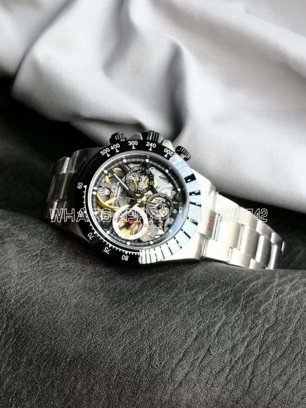 Rolex Daytona Artisans SS Best Edition Skeleton Dial Black Ceramic Bezel on SS Bracelet DD4802