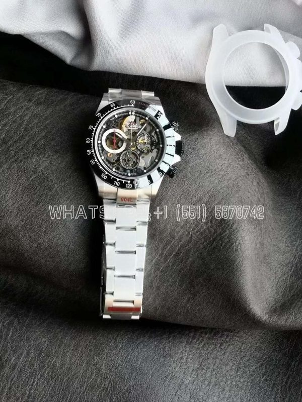 Rolex Daytona Artisans SS Best Edition Skeleton Dial Black Ceramic Bezel on SS Bracelet DD4802