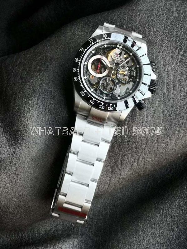 Rolex Daytona Artisans SS Best Edition Skeleton Dial Black Ceramic Bezel on SS Bracelet DD4802