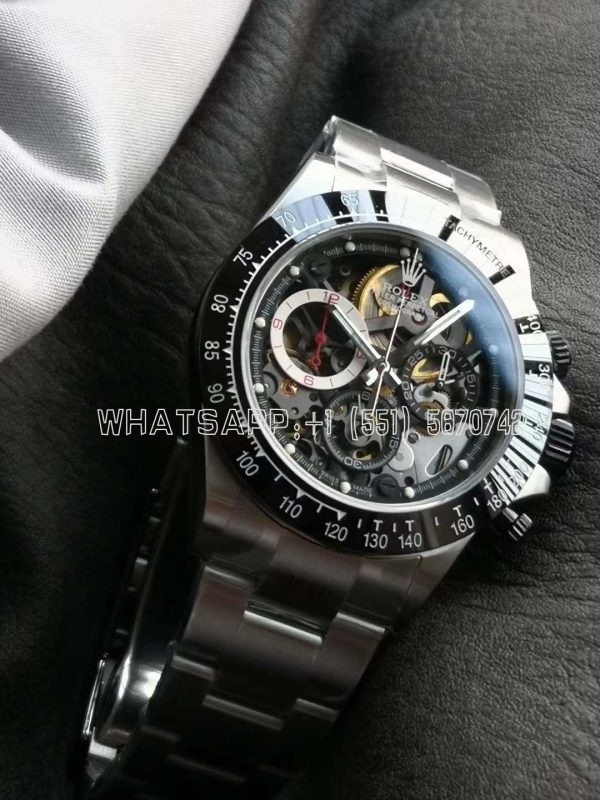 Rolex Daytona Artisans SS Best Edition Skeleton Dial Black Ceramic Bezel on SS Bracelet DD4802