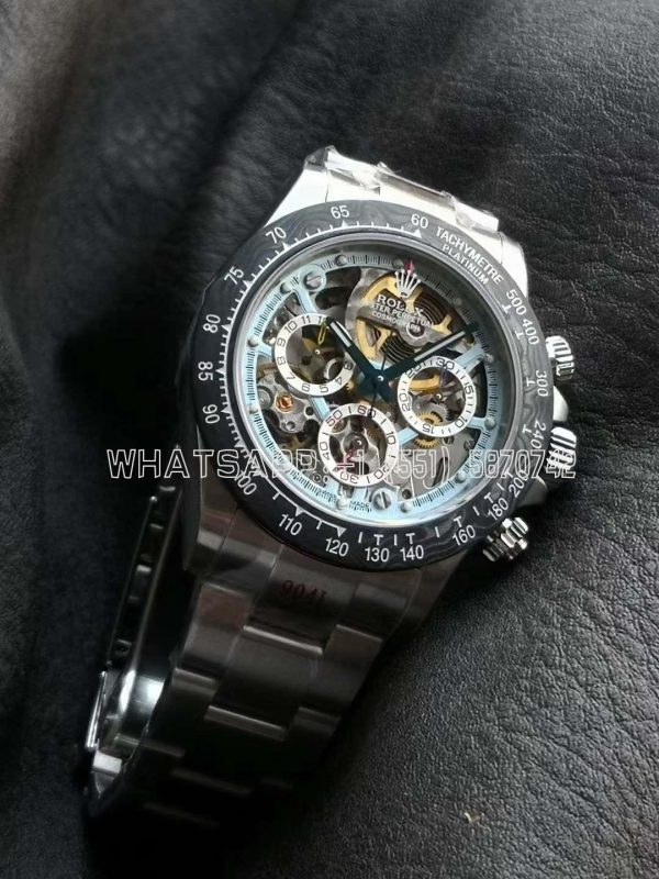 Rolex Daytona Artisans SS Best Edition Skeleton Dial Carbon Bezel on SS Bracelet DD4802