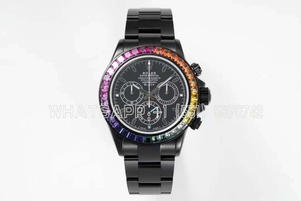 Rolex Daytona Blaken Rainbow DLC Black Dial Swiss 4130 NOOB Factory