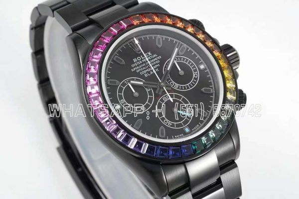 Rolex Daytona Blaken Rainbow DLC Black Dial Swiss 4130 NOOB Factory