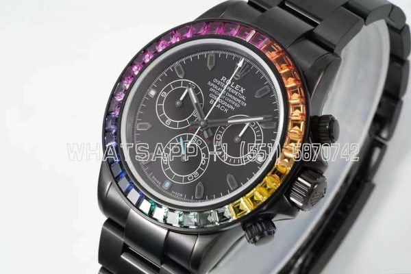 Rolex Daytona Blaken Rainbow DLC Black Dial Swiss 4130 NOOB Factory