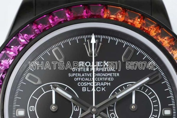 Rolex Daytona Blaken Rainbow DLC Black Dial Swiss 4130 NOOB Factory - Image 6