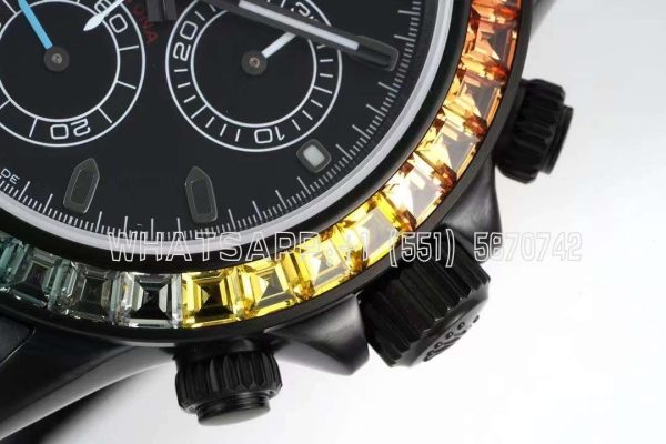 Rolex Daytona Blaken Rainbow DLC Black Dial Swiss 4130 NOOB Factory - Image 7