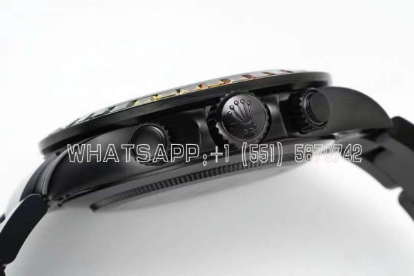 Rolex Daytona Blaken Rainbow DLC Black Dial Swiss 4130 NOOB Factory - Image 9