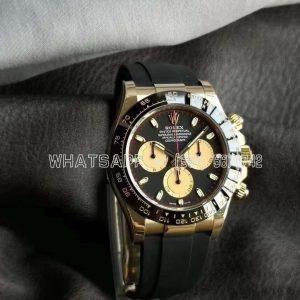 Rolex Daytona Paul Newman 116518 LN Yellow Gold Black Dial Swiss 4130 BT Factory