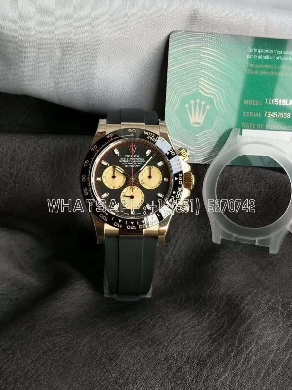 Rolex Daytona Paul Newman 116518 LN Yellow Gold Black Dial Swiss 4130 BT Factory