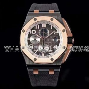 Audemars Piguet Royal Oak Offshore 44mm Black Ceramic Gray Dial RG Bezel on Black Rubber Strap A3126