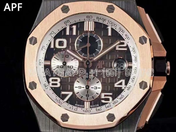 Audemars Piguet Royal Oak Offshore 44mm Black Ceramic Gray Dial RG Bezel on Black Rubber Strap A3126