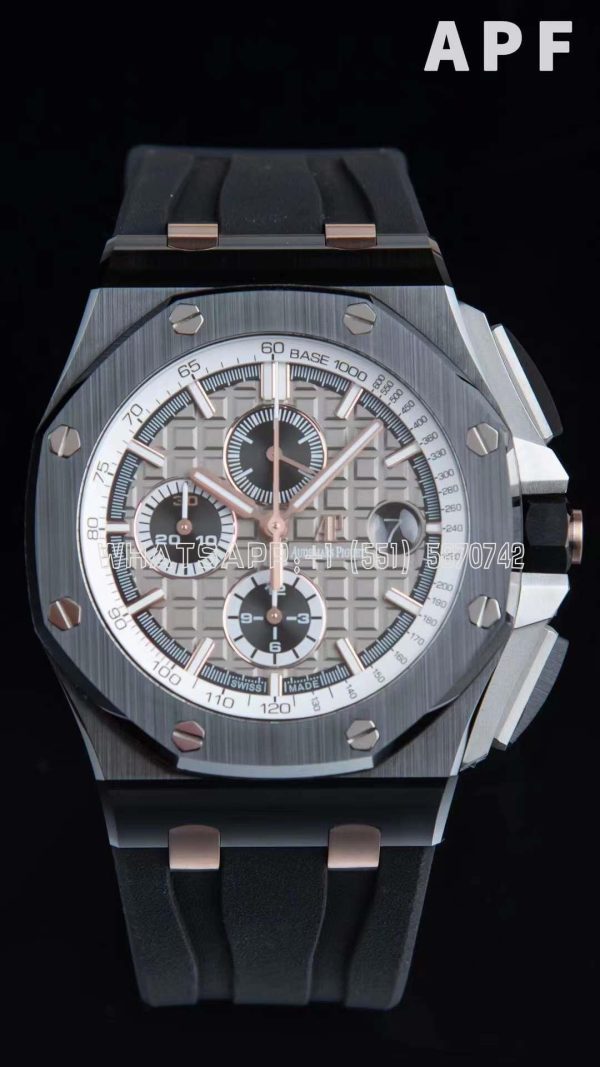 Audemars Piguet Royal Oak Offshore 44mm Black Ceramic RG Gray Dial on Black Rubber Strap A3126