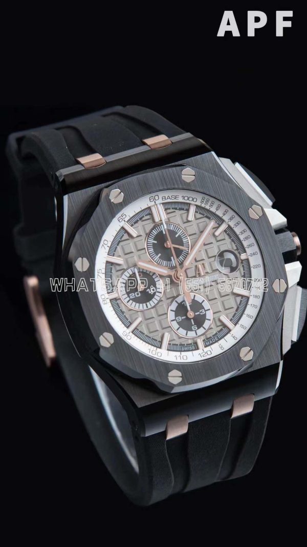 Audemars Piguet Royal Oak Offshore 44mm Black Ceramic RG Gray Dial on Black Rubber Strap A3126