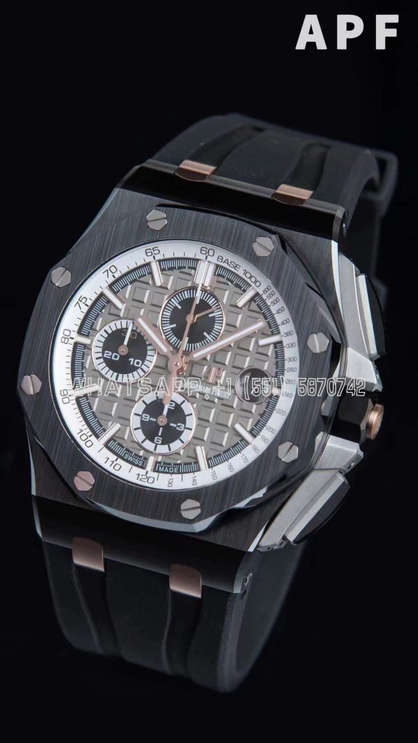 Audemars Piguet Royal Oak Offshore 44mm Black Ceramic RG Gray Dial on Black Rubber Strap A3126