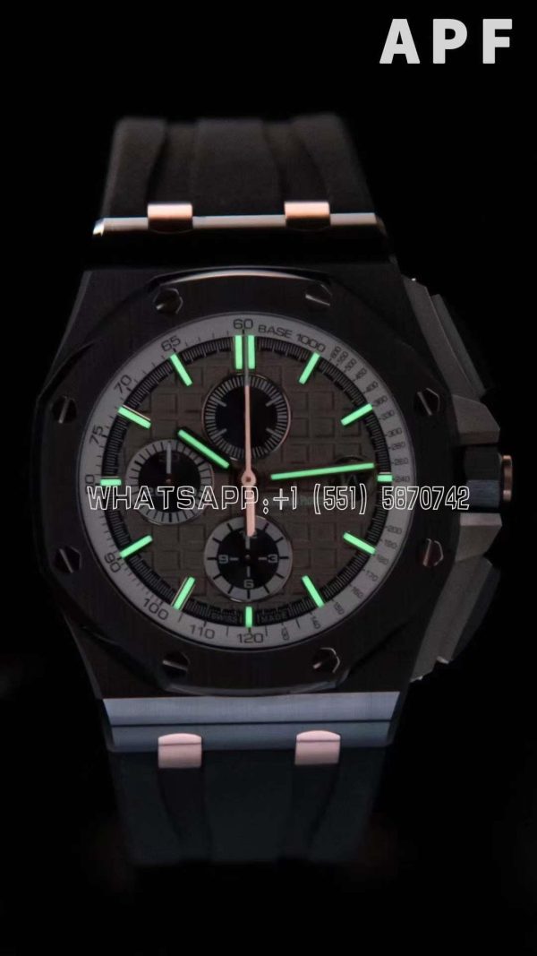 Audemars Piguet Royal Oak Offshore 44mm Black Ceramic RG Gray Dial on Black Rubber Strap A3126 - Image 5