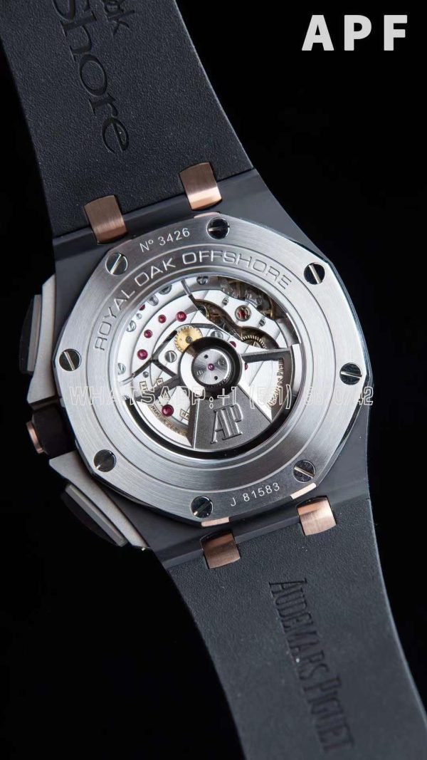 Audemars Piguet Royal Oak Offshore 44mm Black Ceramic RG Gray Dial on Black Rubber Strap A3126 - Image 6