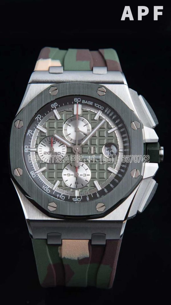 Audemars Piguet Royal Oak Offshore 44mm Green Dial on Green Camou Rubber Strap A3126