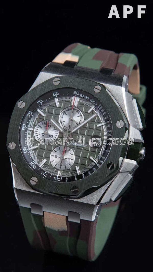 Audemars Piguet Royal Oak Offshore 44mm Green Dial on Green Camou Rubber Strap A3126