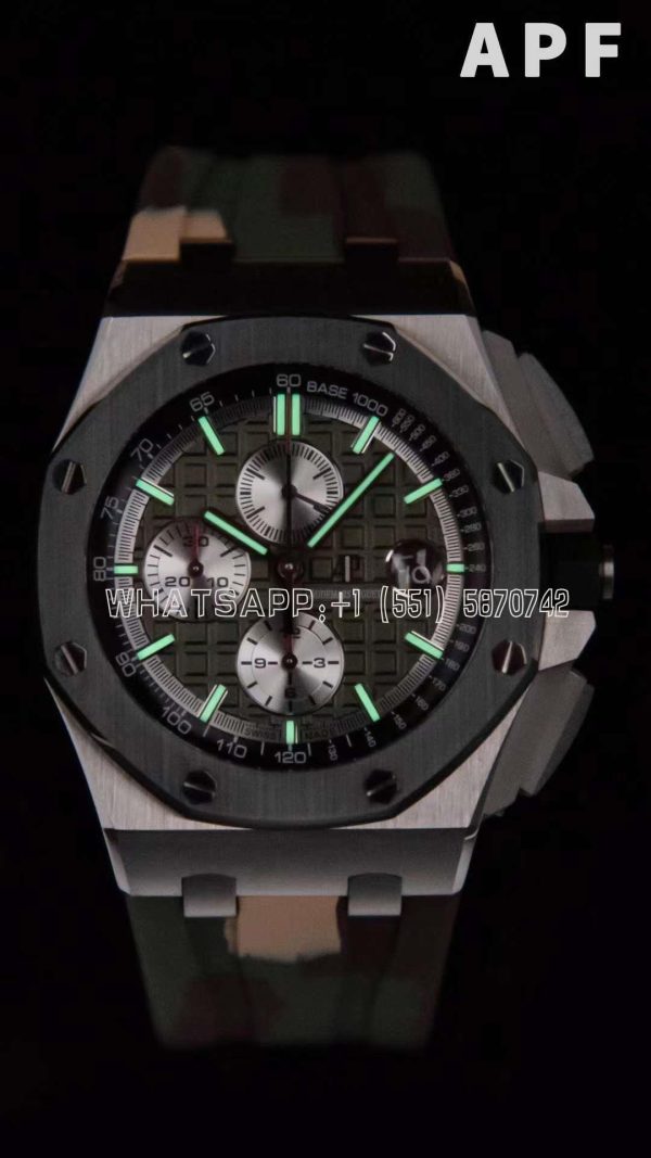 Audemars Piguet Royal Oak Offshore 44mm Green Dial on Green Camou Rubber Strap A3126 - Image 4