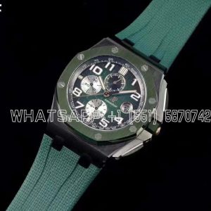Audemars Piguet Royal Oak Offshore 44mm Green Dial on Green Rubber Strap A3126
