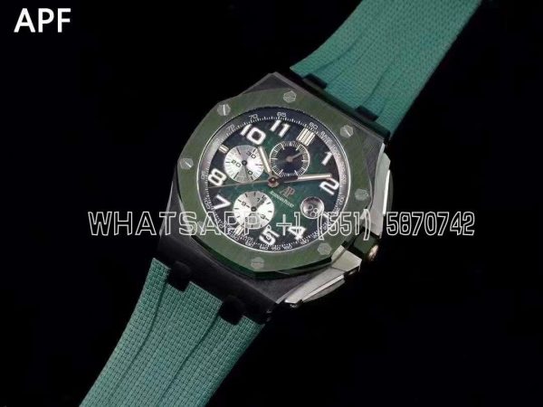 Audemars Piguet Royal Oak Offshore 44mm Green Dial on Green Rubber Strap A3126