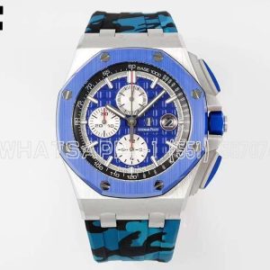 Audemars Piguet Royal Oak Offshore 44mm SS Blue Dial on Blue Camou Rubber Strap A3126