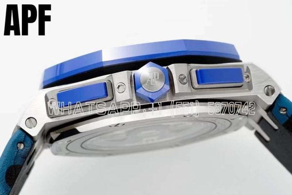Audemars Piguet Royal Oak Offshore 44mm SS Blue Dial on Blue Camou Rubber Strap A3126 - Image 7