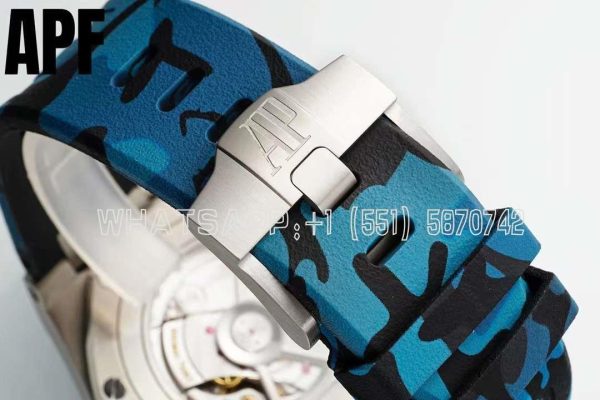 Audemars Piguet Royal Oak Offshore 44mm SS Blue Dial on Blue Camou Rubber Strap A3126 - Image 9